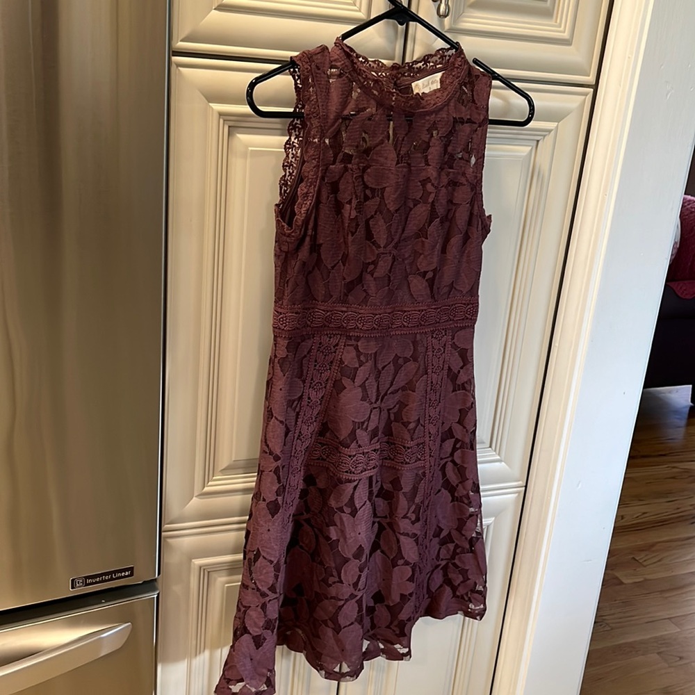 Altar’d State Lavender Lace Dress S high neck sleeveless